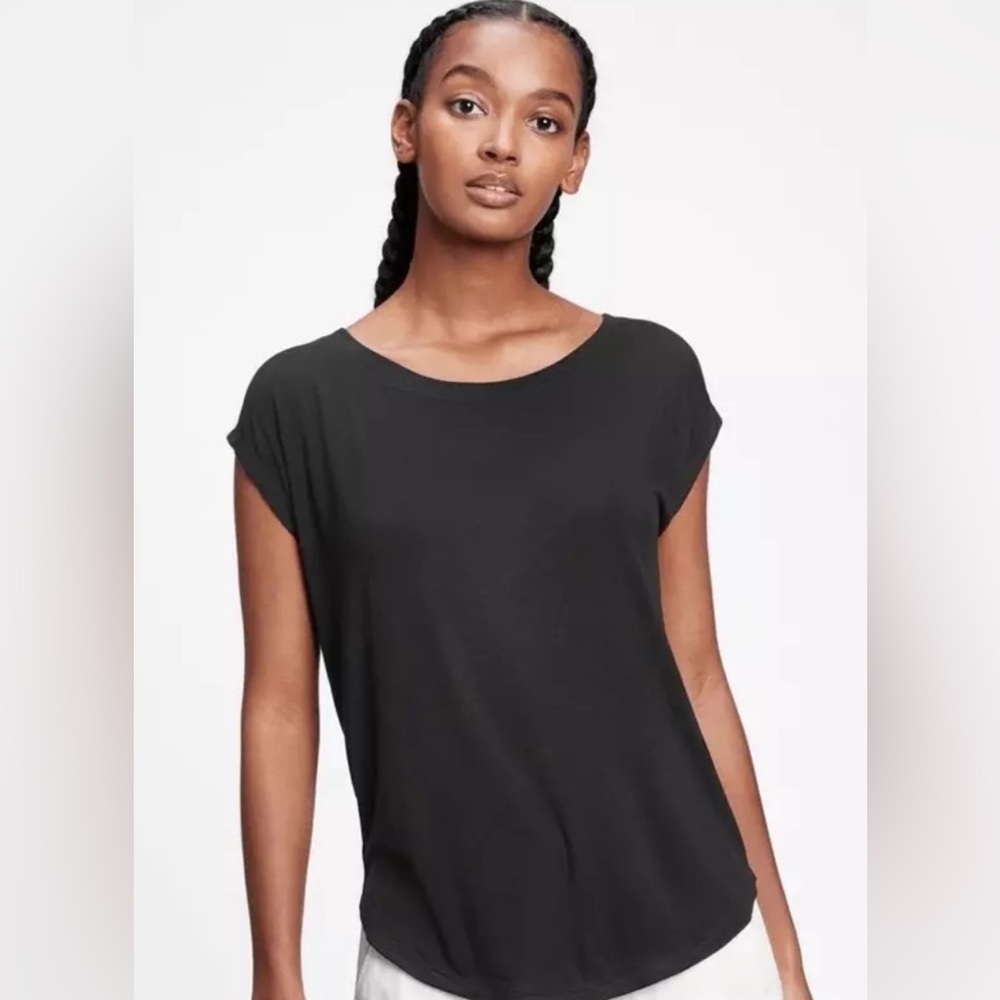 GAP Women's Black Luxe T Relaxed Fit Short Sleeve Top Size XXL, soft & comfy